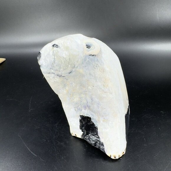 Hand Painted Folk Art Stone Paperweight Figurine Polar Bear Heavy Signed Lejman - Picture 9 of 15